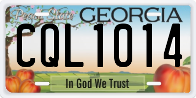 GA license plate CQL1014