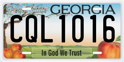 GA license plate CQL1016