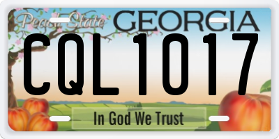 GA license plate CQL1017