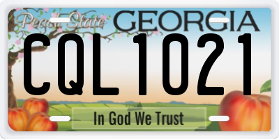GA license plate CQL1021