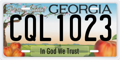 GA license plate CQL1023
