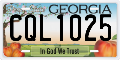 GA license plate CQL1025