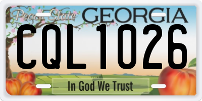 GA license plate CQL1026