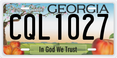 GA license plate CQL1027