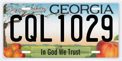 GA license plate CQL1029
