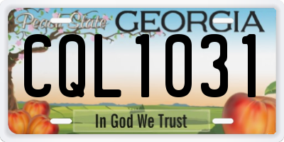 GA license plate CQL1031
