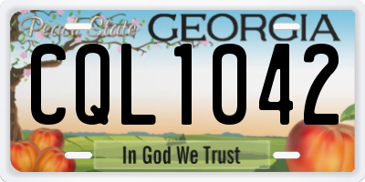 GA license plate CQL1042