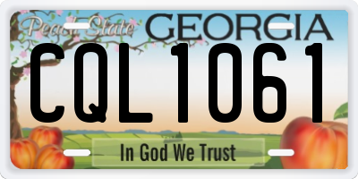 GA license plate CQL1061