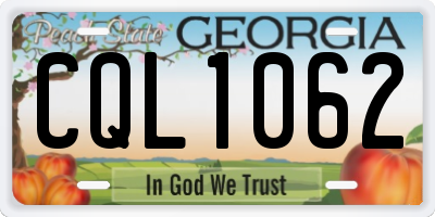 GA license plate CQL1062