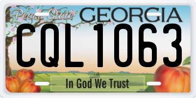 GA license plate CQL1063