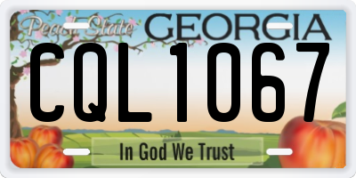 GA license plate CQL1067