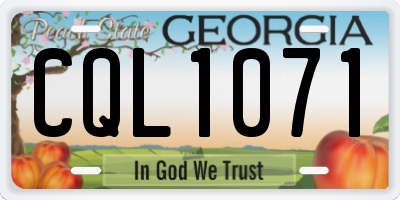 GA license plate CQL1071
