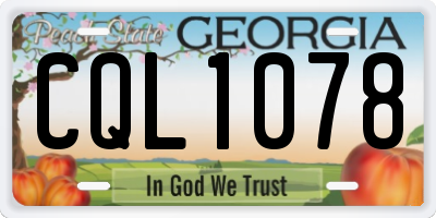 GA license plate CQL1078