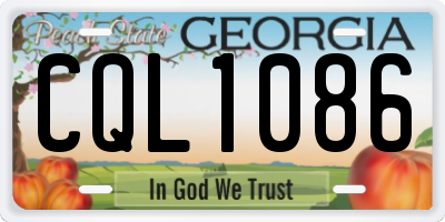 GA license plate CQL1086