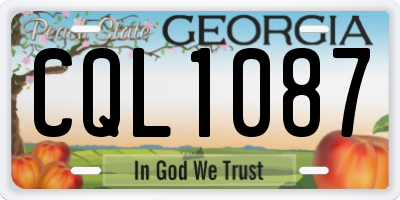 GA license plate CQL1087