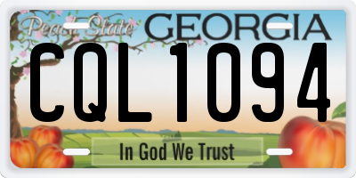 GA license plate CQL1094