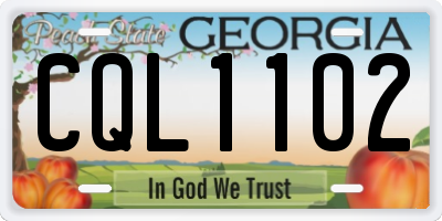 GA license plate CQL1102