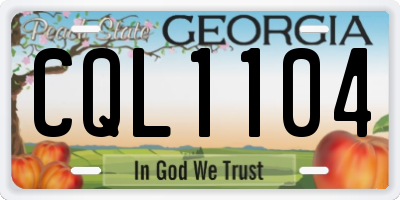 GA license plate CQL1104