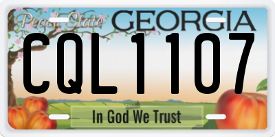GA license plate CQL1107