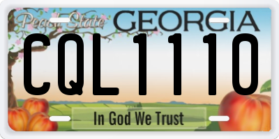 GA license plate CQL1110