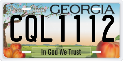 GA license plate CQL1112