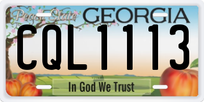 GA license plate CQL1113