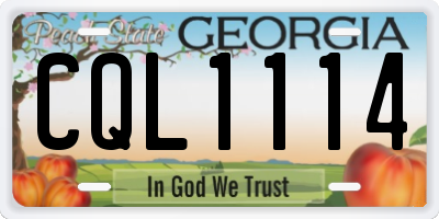 GA license plate CQL1114