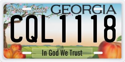 GA license plate CQL1118