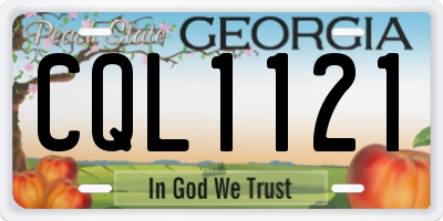 GA license plate CQL1121