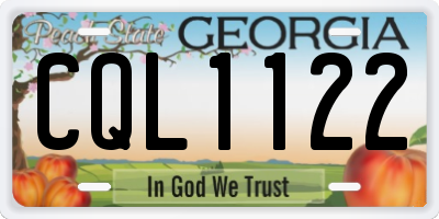 GA license plate CQL1122