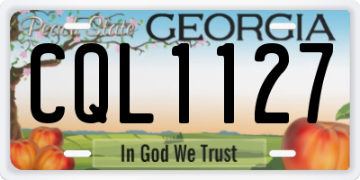 GA license plate CQL1127