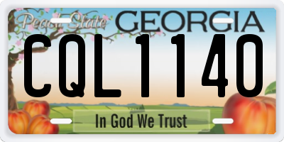GA license plate CQL1140