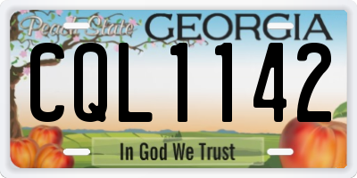 GA license plate CQL1142