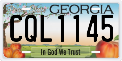GA license plate CQL1145