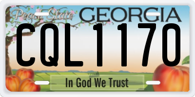 GA license plate CQL1170