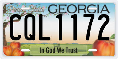 GA license plate CQL1172