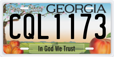 GA license plate CQL1173