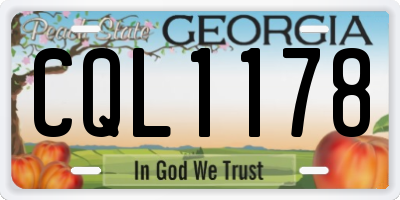 GA license plate CQL1178