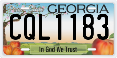 GA license plate CQL1183