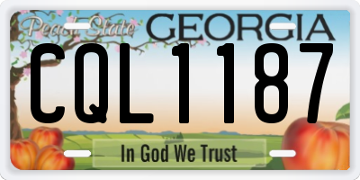 GA license plate CQL1187