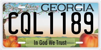 GA license plate CQL1189