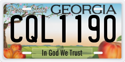 GA license plate CQL1190