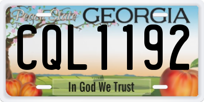 GA license plate CQL1192