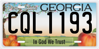 GA license plate CQL1193