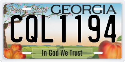 GA license plate CQL1194