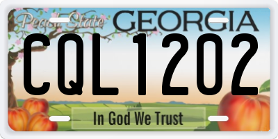 GA license plate CQL1202