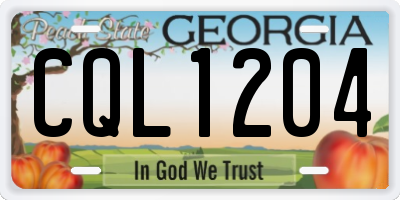 GA license plate CQL1204