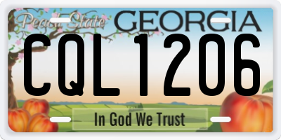 GA license plate CQL1206