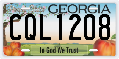 GA license plate CQL1208