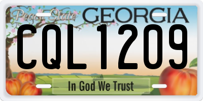 GA license plate CQL1209